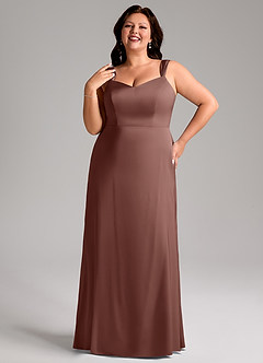 Azazie Denice Robes de demoiselle d'honneur Robe Fourreau en Satin extensible Plissée Expresso image10