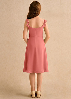 Azazie Pup Girls Formal Blumenmädchenkleider A-Linie Plissee Chiffon Kleid Lachsrosa image2