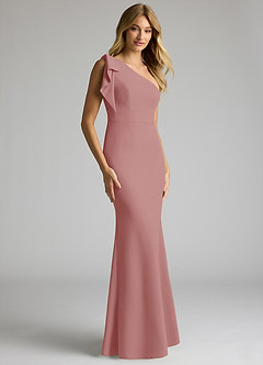 Azazie Rinna Bridesmaid Dresses Dusty Rose Mermaid One Shoulder Stretch Crepe Dress image1
