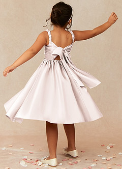 Azazie Cutie Pie Flower Girl Dresses Rose Petal A-Line Pleated Matte Satin Dress image2