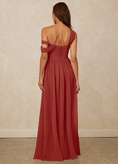 Christian Siriano Bridal for Azazie 1014 Bridesmaid Dresses Terracotta A-Line Off the Shoulder Chiffon Dress image3