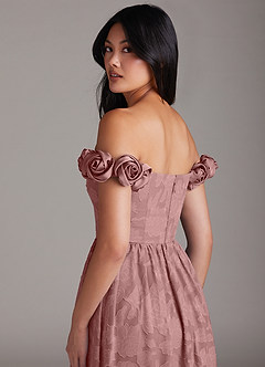 Azazie Autumn Vestidos de damas de honor Vestido de Rosa Polvorienta de Devorado Floral de Corte en A Convertible con Vestidos sin tirantes image6