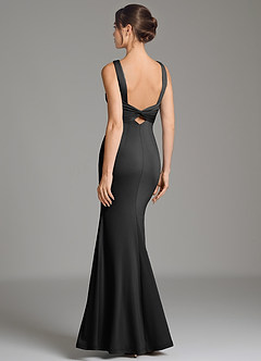 Azazie Gwen Bridesmaid Dresses Black Mermaid Pleated Premium Stretch Jersey Dress image2