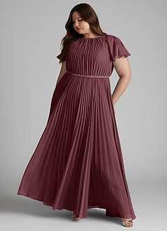 Azazie Kara vestidos de dama de honor modestos Vestido de Corte En A Plisado Hasta el suelo Gasa image12