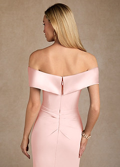 Azazie Laredo Mother of the Bride Dresses Blushing Pink Mermaid Off the Shoulder Stretch Crepe Dress image8