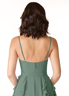 Azazie Peyton Bridesmaid Dresses Eucalyptus A-Line Ruched Chiffon Dress image3