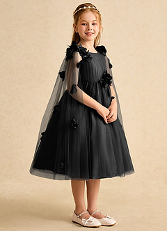 Azazie Staria Blumenmädchenkleider Ballkleid Gestreift Tüll Kleid Schwarz image8