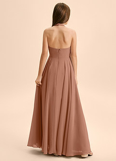 Azazie Kady Junior Robe Trapèze en Mousseline de soie Encolure en Forme de Cœur Bronze image2