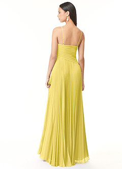 Azazie Vini Bridesmaid Dresses Canary A-Line V-Neck Pleated Chiffon Dress image2
