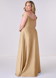 Barbie ♥ Azazie Bridesmaid Dresses Champagne A-Line Off the Shoulder Stretch Satin Convertible Dress image8