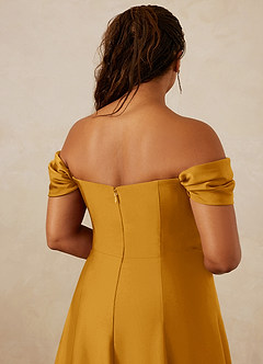 Christian Siriano Bridal for Azazie 1002 Bridesmaid Dresses Butterscotch A-Line Off the Shoulder Stretch Satin Convertible Dress image14