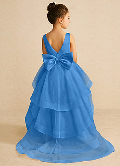 Azazie Pumpkin Flower Girl Dresses Blue Jay A-Line Convertible Tulle Dress image1