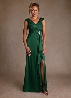 Azazie Santa Monica vestidos de madre de la novia Vestido de Verde Oscuro de Encaje de Corte en A image3