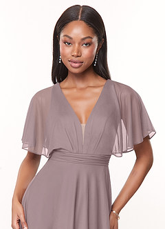 Azazie Tinsley Robes de demoiselle d'honneur Robe Trapèze en Maille Plissée Crépuscule image5