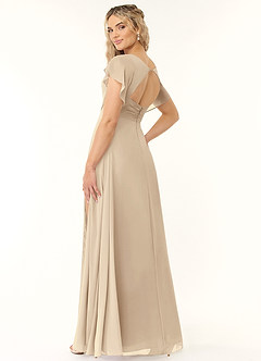 Azazie Rylee Bridesmaid Dresses Champagne A-Line Pleated Chiffon Dress image4