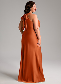Azazie Doretta Bridesmaid Dresses Burnt Orange Mermaid Pleated Stretch Satin Dress image7