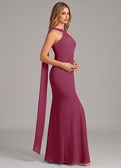 Azazie Kinsley Bridesmaid Dresses Mulberry Mermaid Pleated Chiffon Dress image6