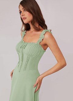 Barbie ♥ Azazie Bridesmaid Dresses Dusty Sage A-Line Sweetheart Neckline Chiffon Dress image5