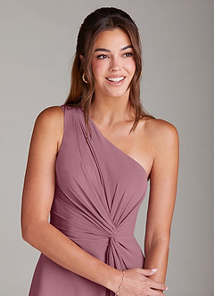 Azazie Brooke Bridesmaid Dresses Vintage Mauve A-Line One Shoulder Chiffon Dress image6