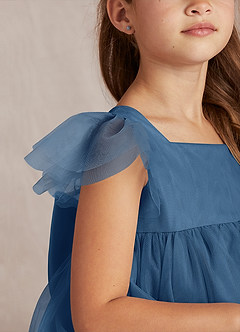 Azazie Kalio Flower Girl Dresses Twilight A-Line with Sleeves Tulle Dress image3