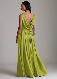 Azazie Novi Bridesmaid Dresses Lemongrass A-Line with Pockets Stretch Satin Dress image2
