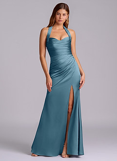 Azazie Destiny Suknie dla druhen Syrena Dekolt w kształcie serca Satyna elastyczna Do ziemi Sukienka image7