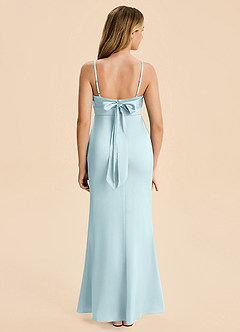 Azazie Mia Junior Cloud Blue Mermaid Pleated Stretch Satin Dress image2