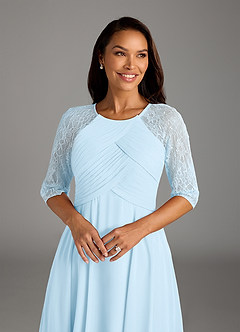 Azazie Dorothea Mother of the Bride Dresses Sky Blue A-Line Scoop lace Chiffon Dress image4