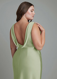 Azazie Kieryn Bridesmaid Dresses Dusty Sage Mermaid Pleated Stretch Satin Dress image14