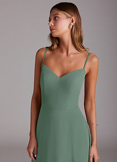 Azazie Marley Bridesmaid Dresses Eucalyptus A-Line Off the Shoulder Chiffon Convertible Dress image2