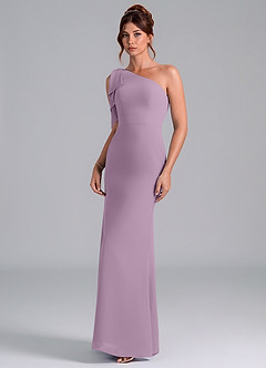 Azazie Rinna Bridesmaid Dresses Wisteria Mermaid One Shoulder Chiffon Dress image3