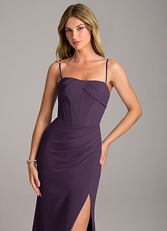 Azazie Chantel Bridesmaid Dresses Plum Sheath Strapless Chiffon Convertible Dress image2