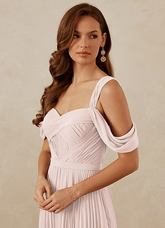 Christian Siriano Bridal for Azazie 1013 Bridesmaid Dresses Rose Petal A-Line Off the Shoulder Chiffon Dress image2