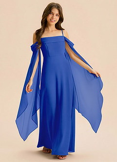 Azazie Moana Junior Linia A Pofałdowany Szyfon Długość podłogi Młodsza druhna Sukienka image1