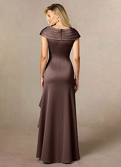 Azazie Anderson Mother of the Bride Dresses Ganache A-Line Pleated Stretch Satin Dress image3