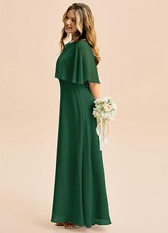 Azazie Maris Junior Dark Green A-Line Chiffon Dress image4