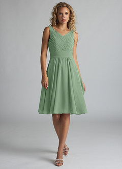Azazie Grace Bridesmaid Dresses Matcha A-Line Pleated Chiffon Dress image1