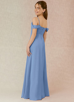Azazie Kaitlynn Steel Blue A-Line Off the Shoulder Chiffon Dress image5