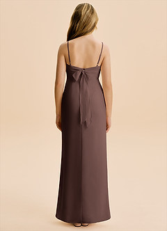 Azazie Mai Junior Vestido de Ganache de Gasa de Corte Recto con Plisado image2