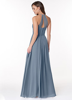 Azazie Ginger Robes de demoiselle d'honneur Robe Trapèze en Mousseline de soie Dos nu plissé Violet Crépusculaire image4