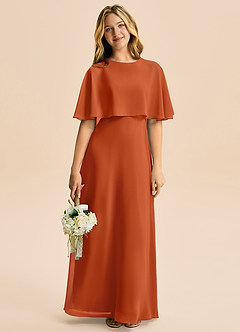 Azazie Maris Junior Abito A-Line in Chiffon Arancia Bruciata image5