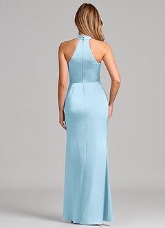 Azazie Karlotta 신부 들러리 드레스 쉬스 주름진 스트레치 새틴 바닥 길이 드레스 image2