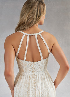 Azazie August Vestidos de novia Vestido de Blanco Diamante Champán de Encaje de Corte en A image11
