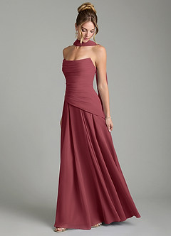 Azazie Gabriela Bridesmaid Dresses Merlot A-Line Corset Chiffon Dress image4