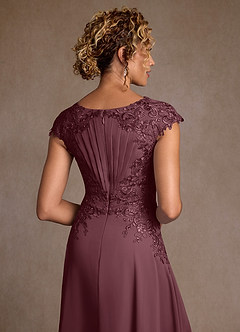 Azazie Christi Mother of the Bride Dresses Sangria A-Line Lace Chiffon Dress image6