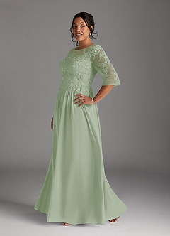 Azazie Mirielle vestidos de madre de la novia Vestido de Salvia Polvorienta de Gasa de Corte En A con Encaje Scoop image10