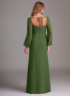 Azazie Charissa Bridesmaid Dresses Olive Sheath Long Sleeve Chiffon Dress image6