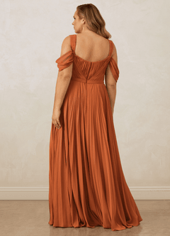 Christian Siriano Bridal for Azazie 1013 Robes de demoiselle d'honneur Robe Trapèze en Mousseline de soie Épaule décolletée Cannelle image12
