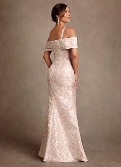 Azazie Bakersfield Abiti per la Madre della Sposa Abito Sirena in Jacquard Floreale a Spalla Scoperta Rosa Polverosa image2