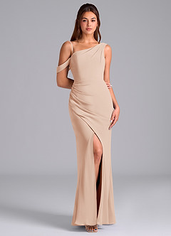 Azazie Madelyn Abiti da Damigella Abito Convertibile Sirena in Chiffon Monospalla Rosa Inglese image3